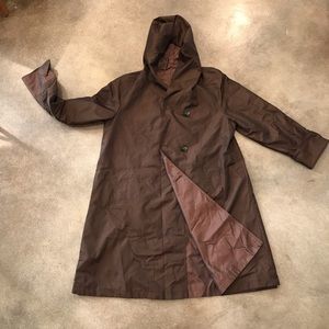 Reversible brown Gallery rain / trench coat w hood